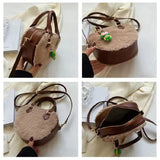 Women's Plush Handbag Retro Leisure Zipper Solid Autumn Winter