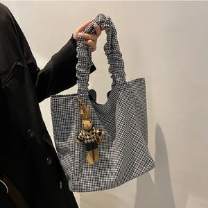 Plaid Tote One-shoulder Canvas Bag