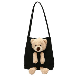 Autumn Bear Bag Women Net Red Canvas One Shoulder Tote Bag