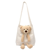 Autumn Bear Bag Women Net Red Canvas One Shoulder Tote Bag