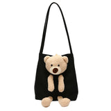 Autumn Bear Bag Women Net Red Canvas One Shoulder Tote Bag