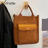 Autumn Corduroy Shoulder Tote Bag for Women
