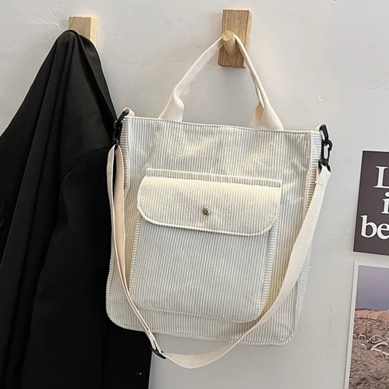 Autumn Corduroy Shoulder Tote Bag for Women