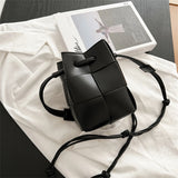Autumn Weave Women's Small Bucket Bag PU Leather Side Shoulder Bag