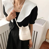 Autumn Weave Women's Small Bucket Bag PU Leather Side Shoulder Bag