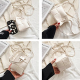 Autumn Weave Women's Small Bucket Bag PU Leather Side Shoulder Bag
