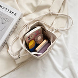 Autumn Weave Women's Small Bucket Bag PU Leather Side Shoulder Bag