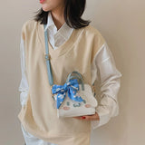 Autumn Handbag Women DIY Homemade Dog Bow Shoulder Bag Small Bags Clutch