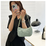 Autumn Handle Bag Women Canvas Cloth Chain Handbag Solid Shoulder Under