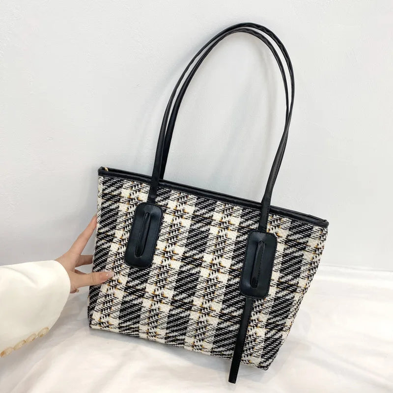 Autumn Plaid Tote Bag Hand-held Shoulder Bag