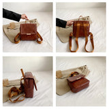 Autumn Retro Backpack Shoulder Bags for Women PU Leather Knapsack