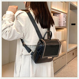 Autumn Retro Backpack Shoulder Bags for Women PU Leather Knapsack