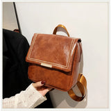 Autumn Retro Backpack Shoulder Bags for Women PU Leather Knapsack