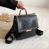Autumn Retro Backpack Shoulder Bags for Women PU Leather Knapsack