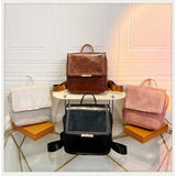 Autumn Retro Backpack Shoulder Bags for Women PU Leather Knapsack