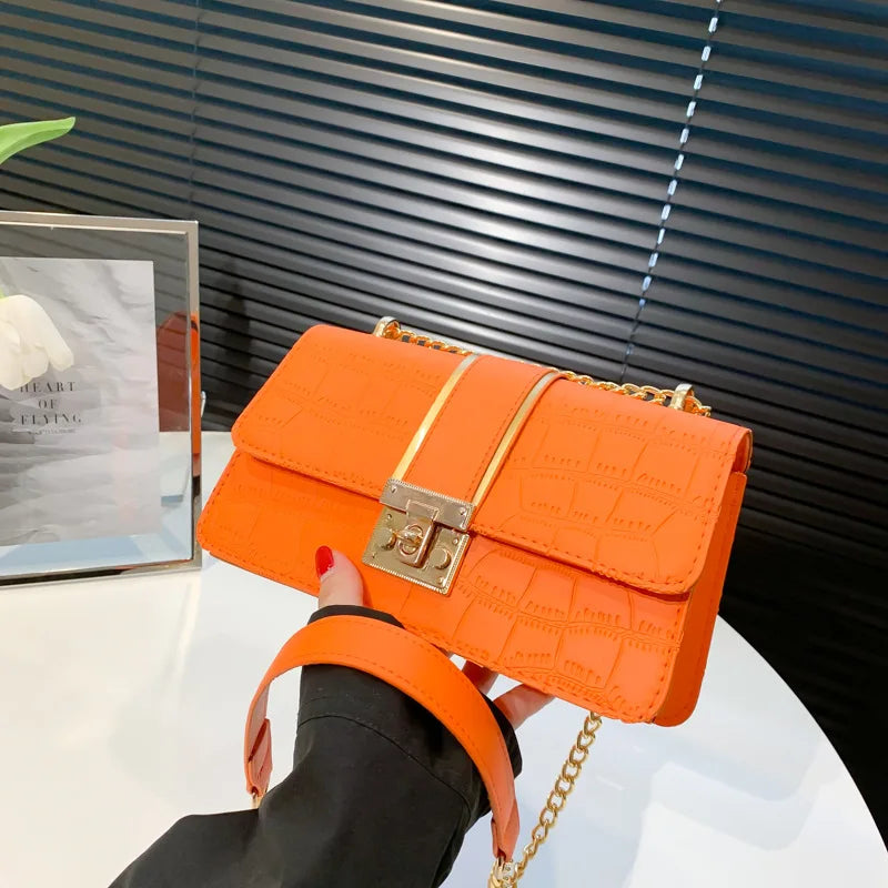 Autumn Stone Prints Women's Bag Chain Square Handbags Messenger Bags