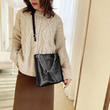 Sequined Shoulder Bag Women's Large Capacity PU Leather Handbag Chain