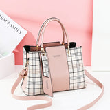 Autumn Plaid Stitching Handbag Large Capacity Shoulder Bag Female
