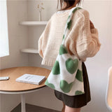 Plush Soft Tote Bag Large Capacity Work Shopping Handbag