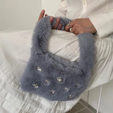 Women's Plush Shoulder Bag with Foreign Air Diamond Handbag