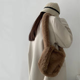 Women's Plush Crossbody Bag - Flap Shoulder Wall