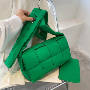 Autumn Winter Woven Messenger Handbag Cotton Dress Women Bags