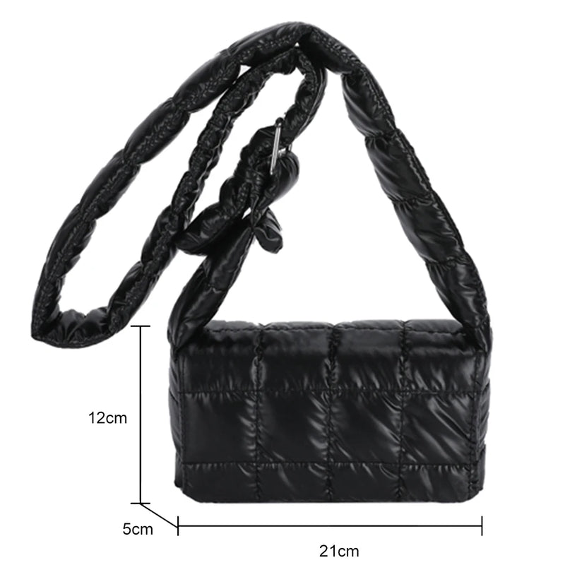 Women Soft Down Shoulder Bag Quilted Cotton-Padded Crossbody