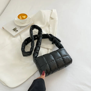 Women Soft Down Shoulder Bag Quilted Cotton-Padded Crossbody