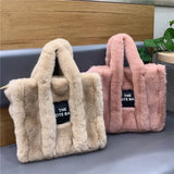 Plush Tote Bag Large Capacity Shopping Handbag