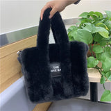 Plush Tote Bag Large Capacity Shopping Handbag