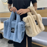 Plush Tote Bag Large Capacity Shopping Handbag