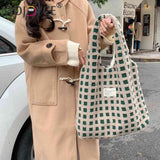 Waffle Plaid Clutch Purse Large Capacity Handbag for Women Girls
