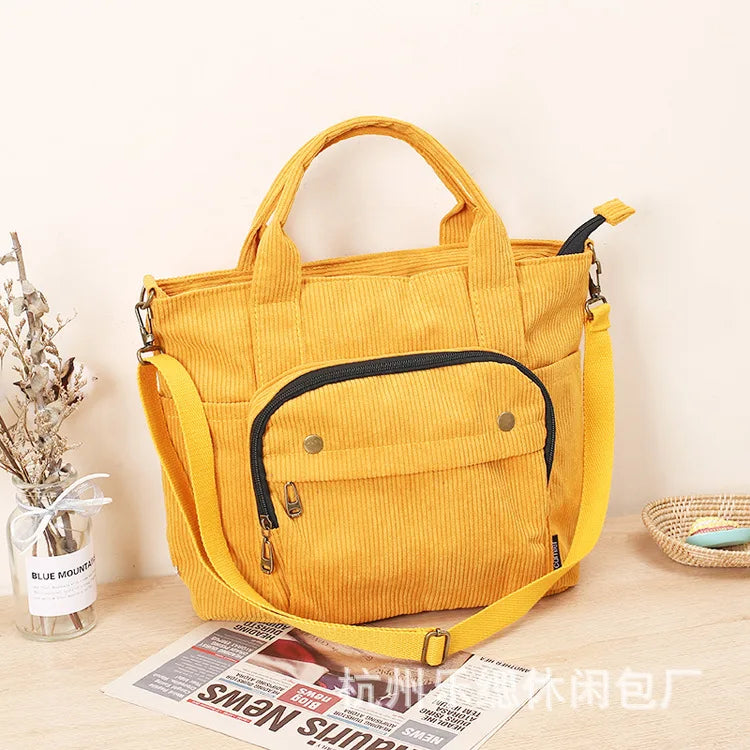 Corduroy Shoulder Bag Art Canvas Messenger Bag