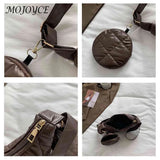 Quilted Cotton-Padded Bag with Small Round Purse