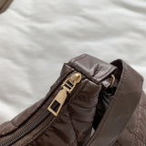 Cotton-Padded Bag Quilted Female Underarm Bag Soft Diamonds Small Round Purse