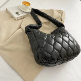 Large Capacity Quilted Messenger Bag Lattice Pattern Casual Portable for Girls