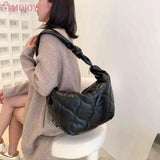 Autumn Winter Crossbody Bags Dumplings Cotton Padded Messenger Bag Solid Handbag