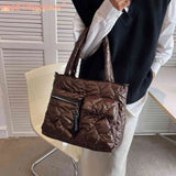 Quilted Down Padded Crossbody Bag for Shopping