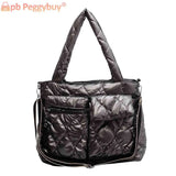 Quilted Down Padded Crossbody Bag for Shopping