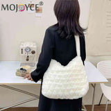 Soft Plush Crossbody Bag Solid Rhombus Pattern Lady Satchel