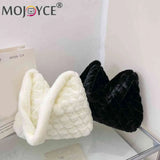 Soft Plush Crossbody Bag Solid Rhombus Pattern Lady Satchel