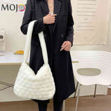 Soft Plush Crossbody Bag Solid Rhombus Pattern Lady Satchel