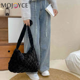 Soft Plush Crossbody Bag Solid Rhombus Pattern Lady Satchel