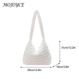 Soft Plush Casual Shopper Bag Fluffy Rhombus Pattern Lady Satchel
