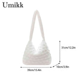 Soft Plush Casual Crossbody Bag Rhombus Pattern Lady Satchel