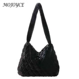 Soft Plush Crossbody Bag Fluffy Rhombus Pattern Shoulder Bag