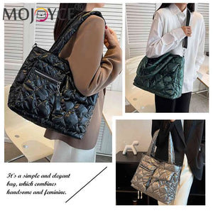 Autumn Winter Down Padded Shoulder Bags Large Capacity Quilted Handbag