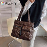 Down Padded Shoulder Bag Large Capacity Quilted Tote for Shopping