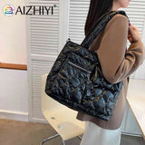 Down Padded Shoulder Bag Large Capacity Quilted Tote for Shopping