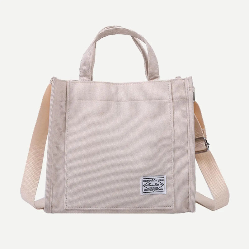 Corduroy Messenger Bag Shoulder Bag Letter Patch Top Handle Shopper Bag
